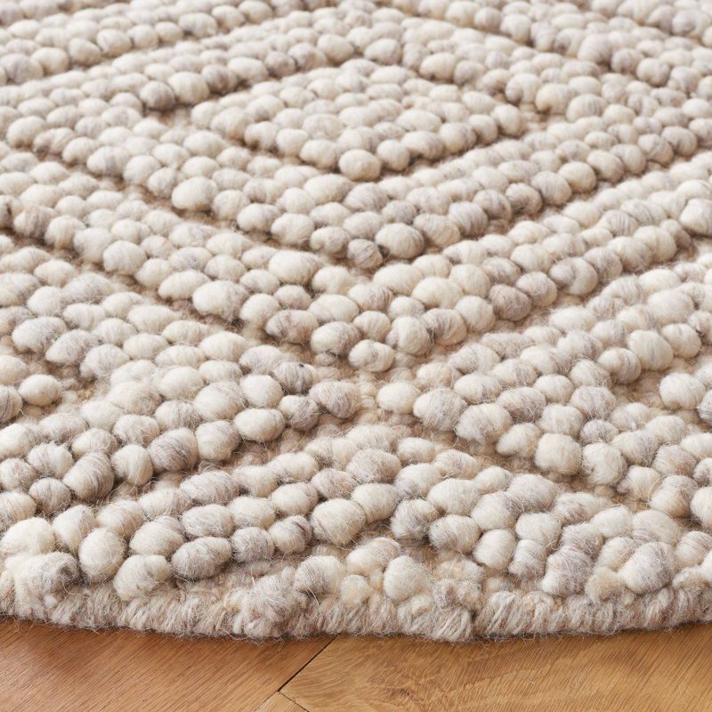Jacobs Hand Woven Wool/Cotton Geometric Rug in Beige, Runner 2'3" x 12'