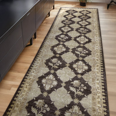One-of-a-Kind Runner 3'5" X 14'10" Runner Wool Area Rug in Beige/Black