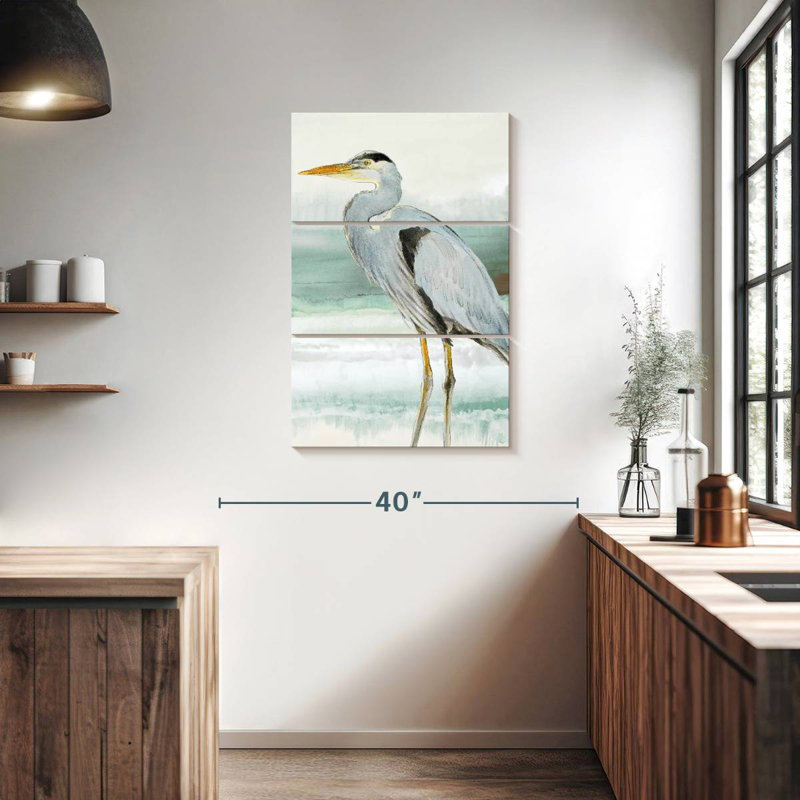 Brampt Heron On Seaglass I, 38" H x 24" W