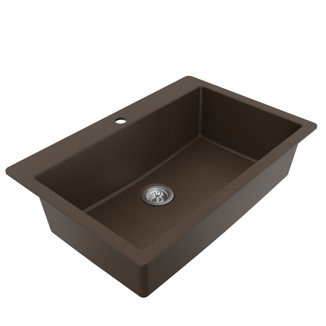 Karran Quartz 33'' X 22'' Large Single Bowl Drop-in Kitchen Sink With Bottom Grid and Strainer Karran 