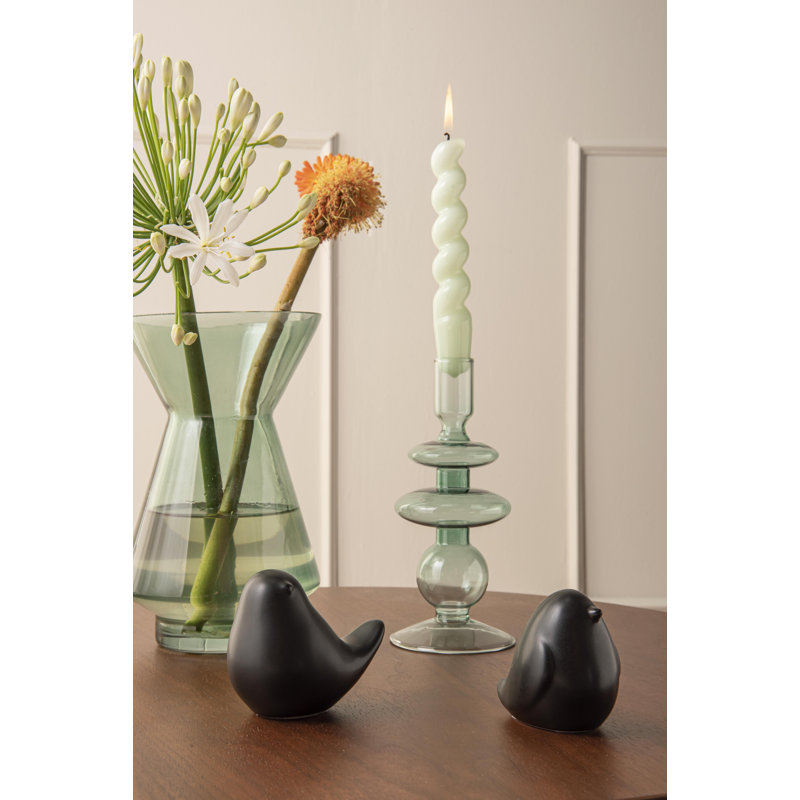 Glass Candlestick, Green