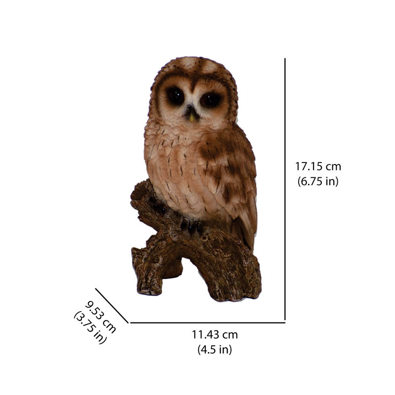 Small Tawny Owl on Stump Resin Garden Statue