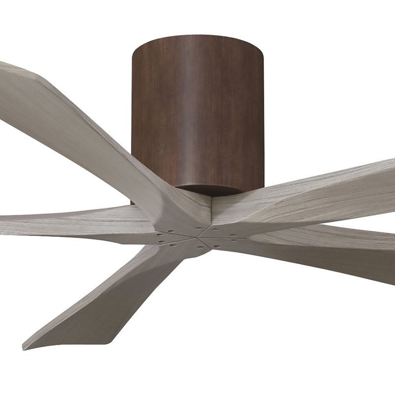 Ventilateur à pales encastré 5 pales Irene, Laiton brossé, Finition du boîtier du ventilateur, Bois de frêne gris