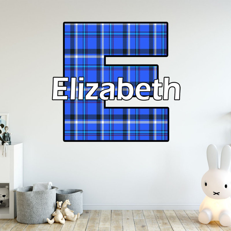 Décalcomanie murale nom personnalisé pour chambre lumberjack, H 14 po x l 14 po, Bleu, Oui