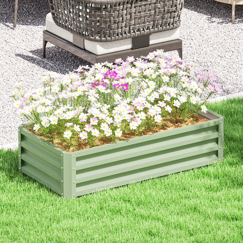 Outsunny 216L Raised Garden Bed, Light Grey, Set of 1