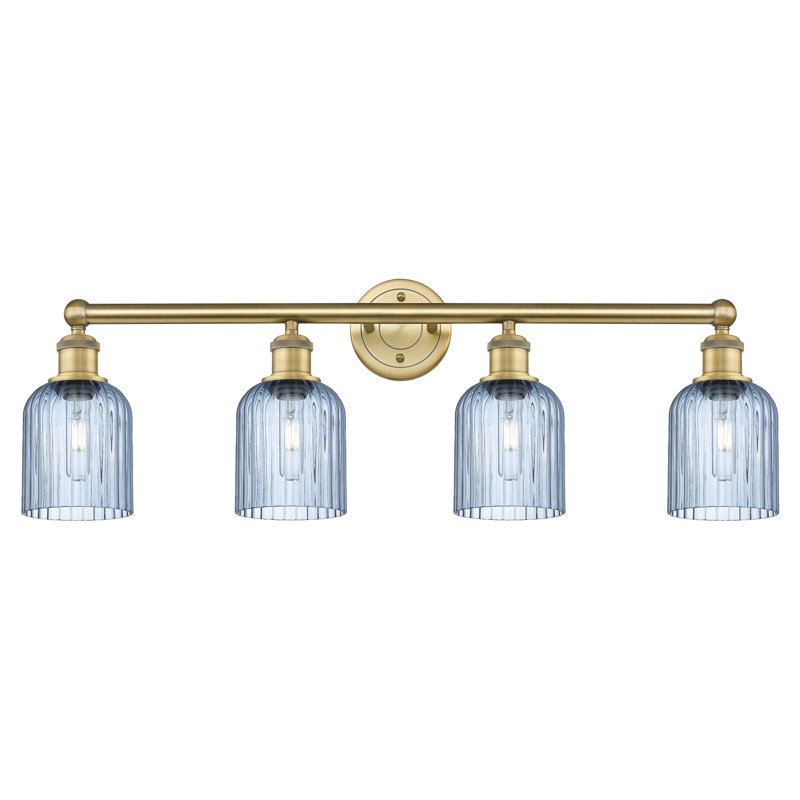 Fiennes 4 - Light Dimmable Vanity Light, Brushed Brass, Blue