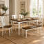 Ensemble de salle à manger classique 6 pièces avec table en bois, 4 chaises et un banc, pour la cuisine et la salle à manger