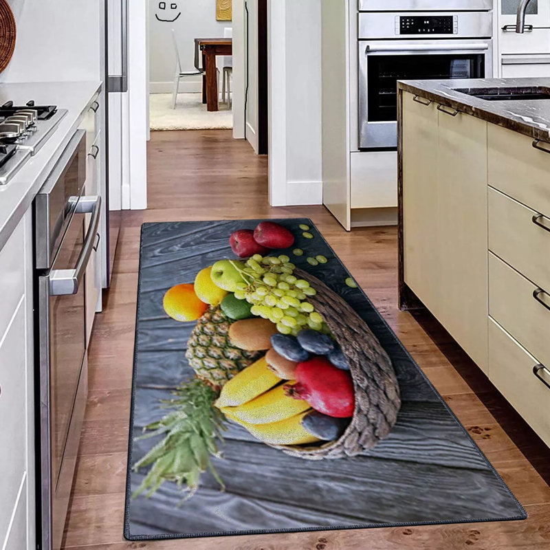Modern Non Slip Rugs Fruit Mat Kitchen Carpet Hallway Floor Runner Rug Machine Washable Kitchen Door Mat