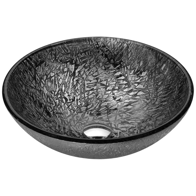 Arctic Sheer 16.5'' Gray Tempered Glass Circular Bathroom Sink
