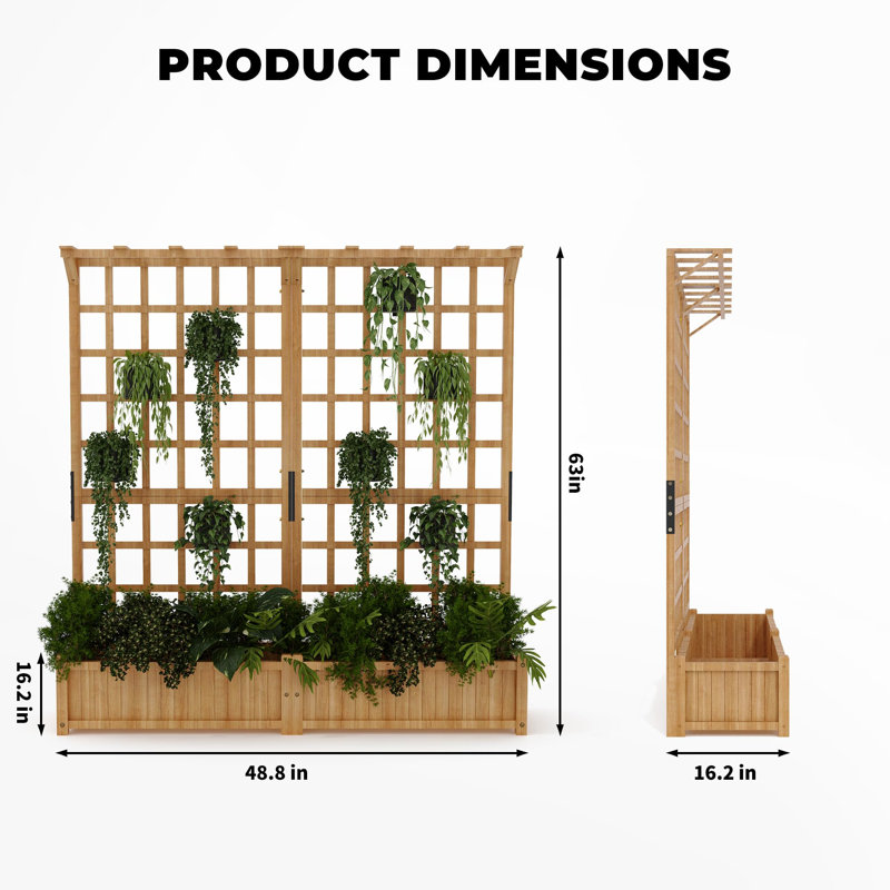 Raised Garden Bed, Yellow, 160cm H x 124cm W x 42cm D, Fir