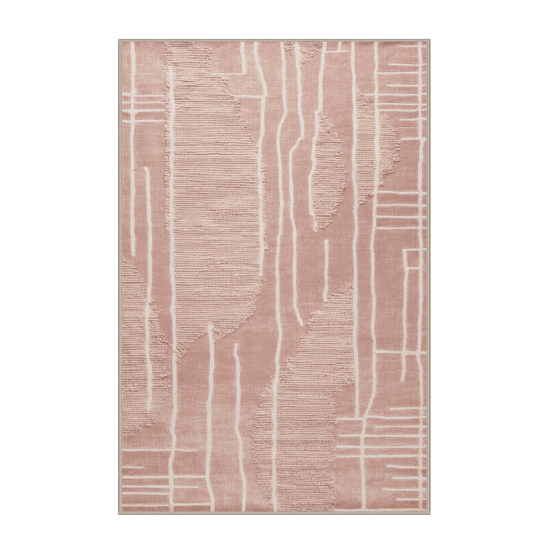 Tapis rose lavable à la machine, Rectangulaire 2 pi x 3 pi