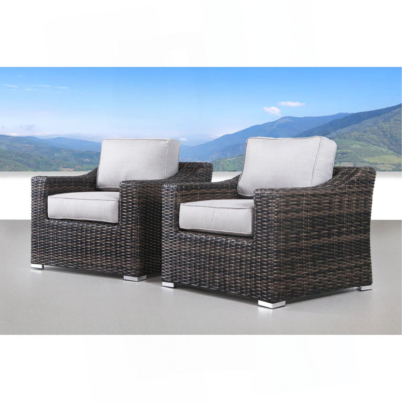 Chaise de patio avec coussins 2, Brun