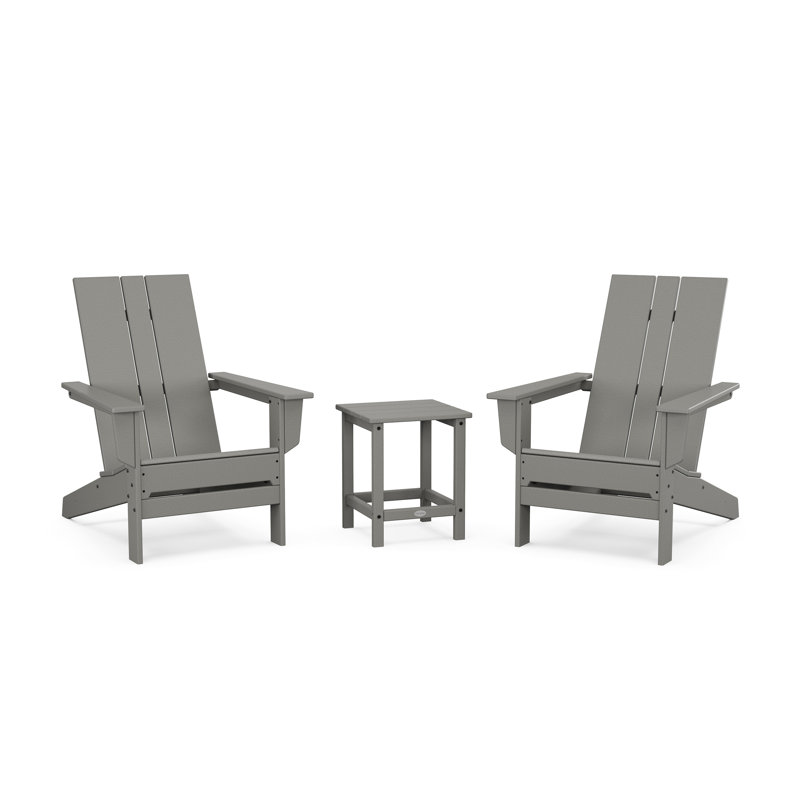 POLYWOOD by AllModern Outdoor Adirondack Chair With Table, Slate Gray