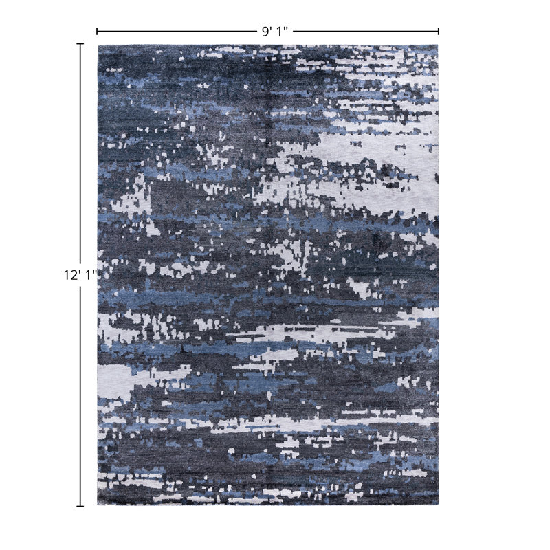 Overdyed One-of-a-Kind Rectangle 9'1" X 12'1" Hand Knotted Area Rug