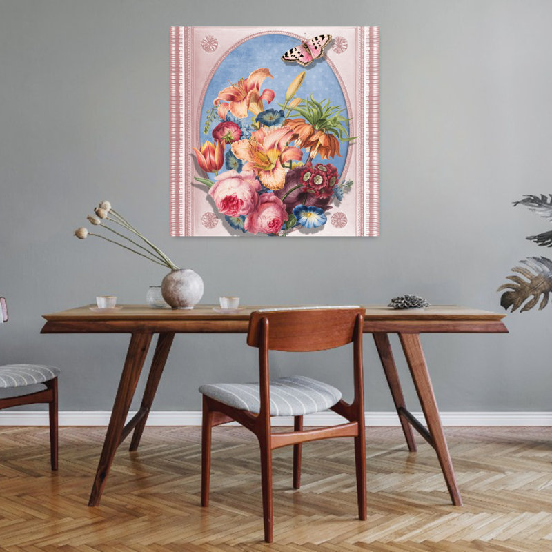 Art contemporain contemporain avec fleur printanière, H 32 po x l 32 po