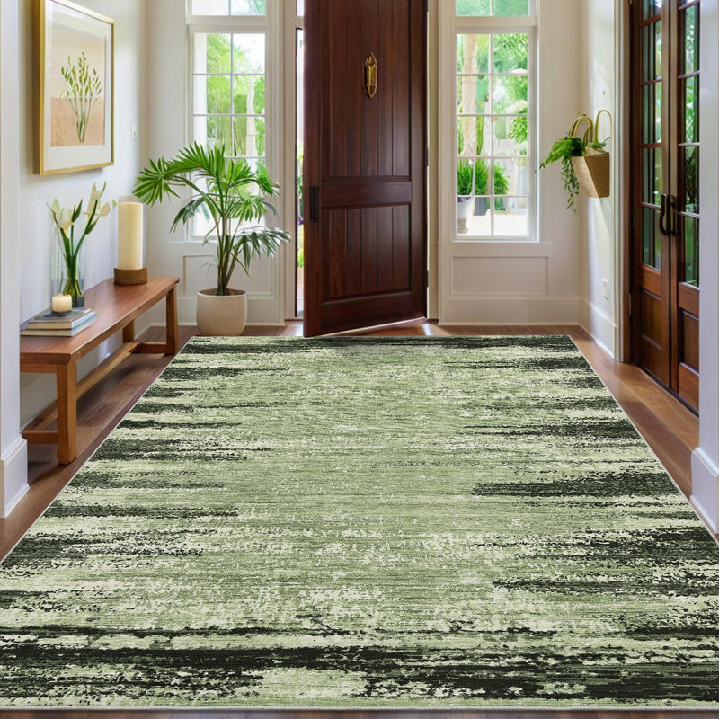 Abstract Machine Washable Rug with Rubber Backing for Living Room Modern Non-Slip Dining Room Rug Easy-Cleaning Floor Carpet for Bedroom Office