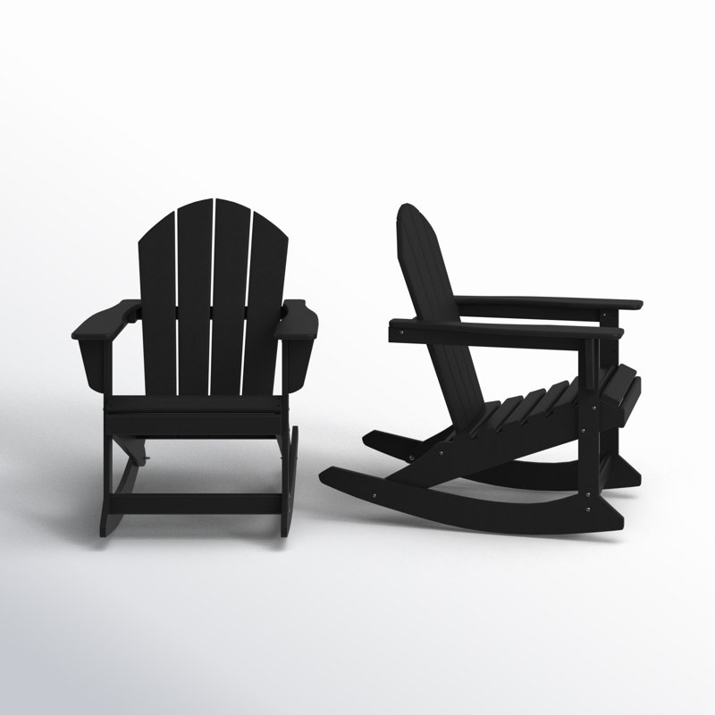 Laguna Rocking Outdoor Adirondack Chair, Black