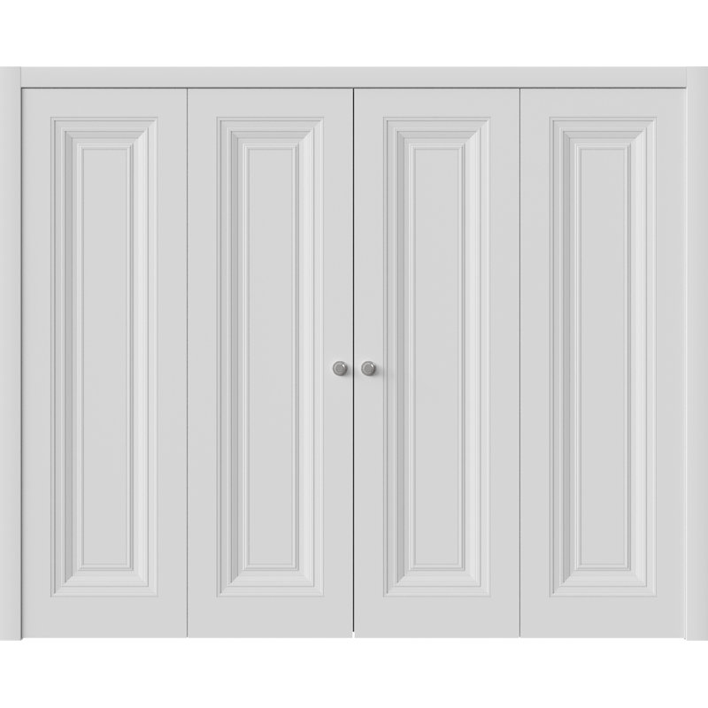 Portes coulissantes doubles pliantes | Essentiel 1111 blanc | Ensemble de quincaillerie pour moulures robustes | Portes de garde-robe de chambre en bois massif