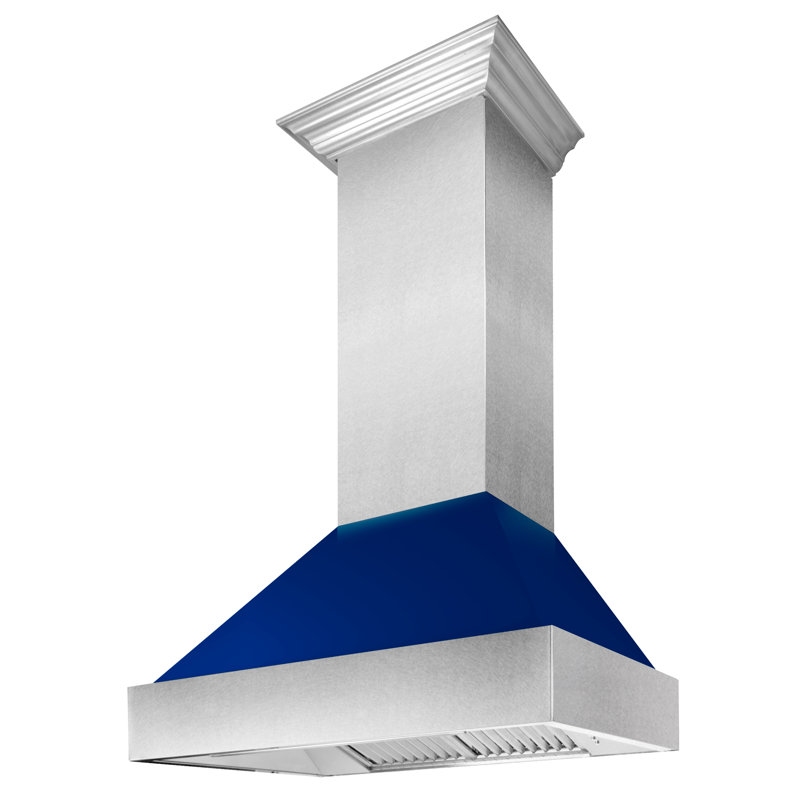 ZLINE 30 po Hotte de cuisine murale en acier inoxydable à conduit avec coque, Bleu brillant