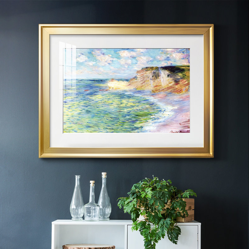 Cliffs At Amont, 1885 - Matted and Framed Under Acrylic Glass, Large Living Room Wall Art, Gold Framed