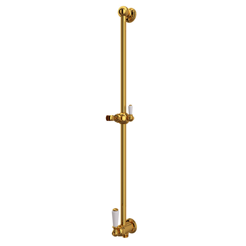 Edwardian™ 24.37" Slide Bar with Integrated Volume Control and Outlet, Unlacquered Brass