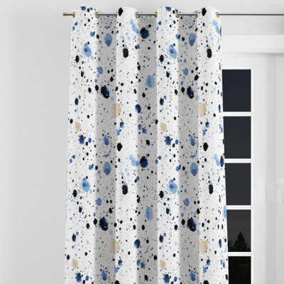 Rideaux occultant Modern - rideau à œillets abstrait bleu et crème - 1 panneau