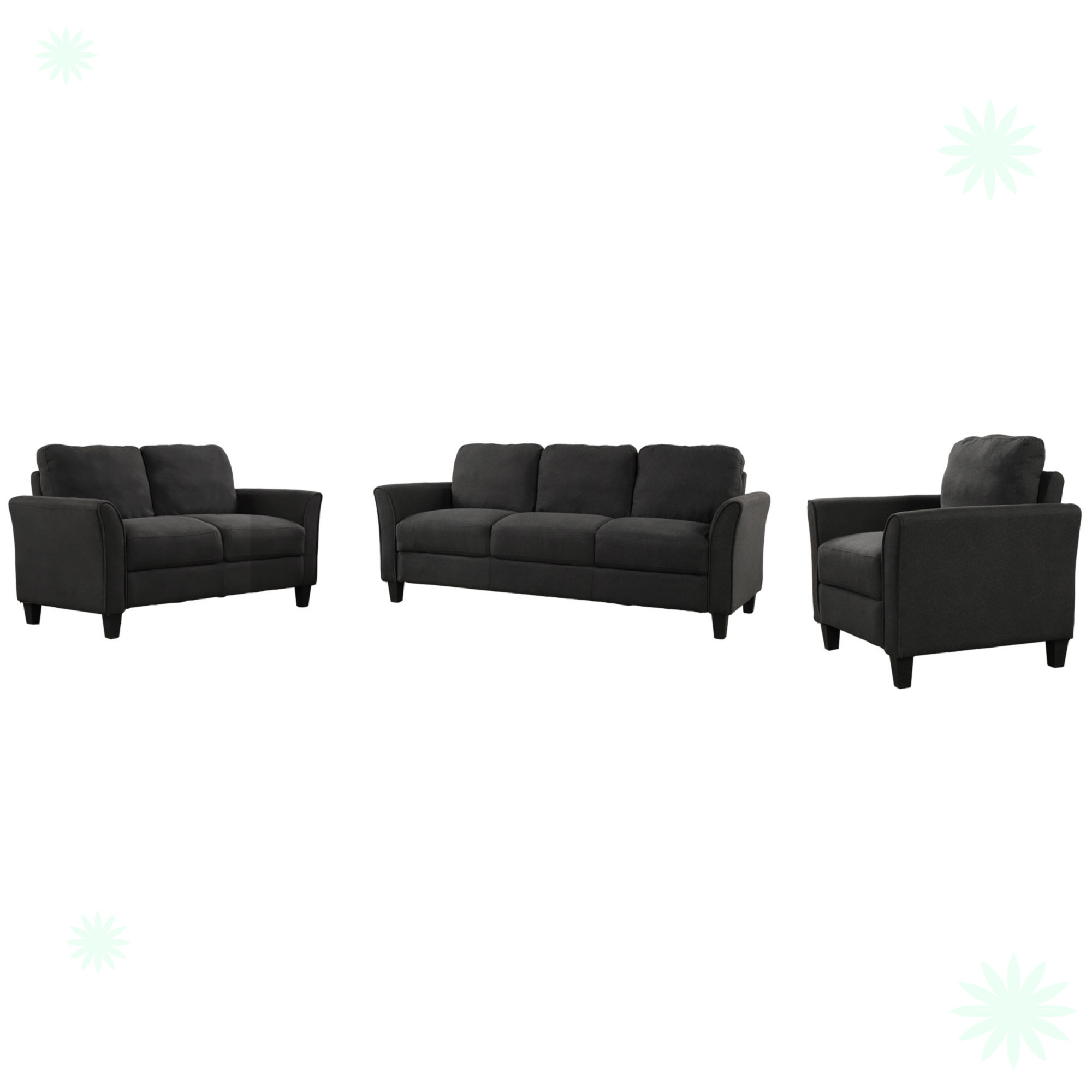Red Barrel Studio® Polyesterblend 3 Pieces Sofa Set Living Room Set