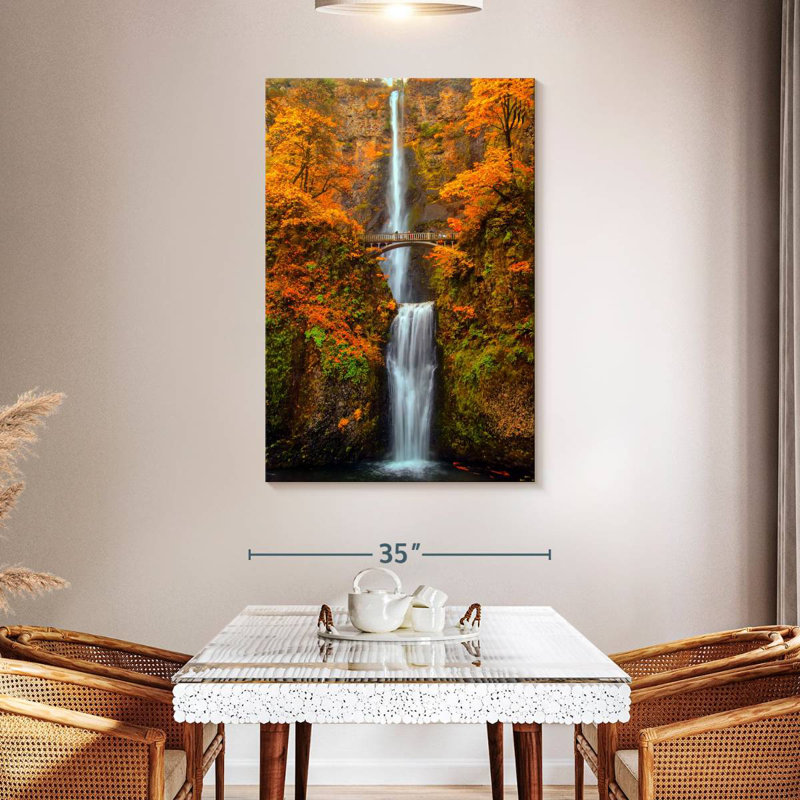 Alvord Multnomah Waterfall In Autumn, 48" H x 32" W
