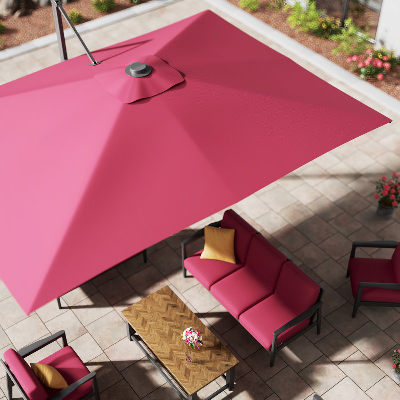 Moona 156'' x 120'' Rectangular Cantilever Umbrella, Red