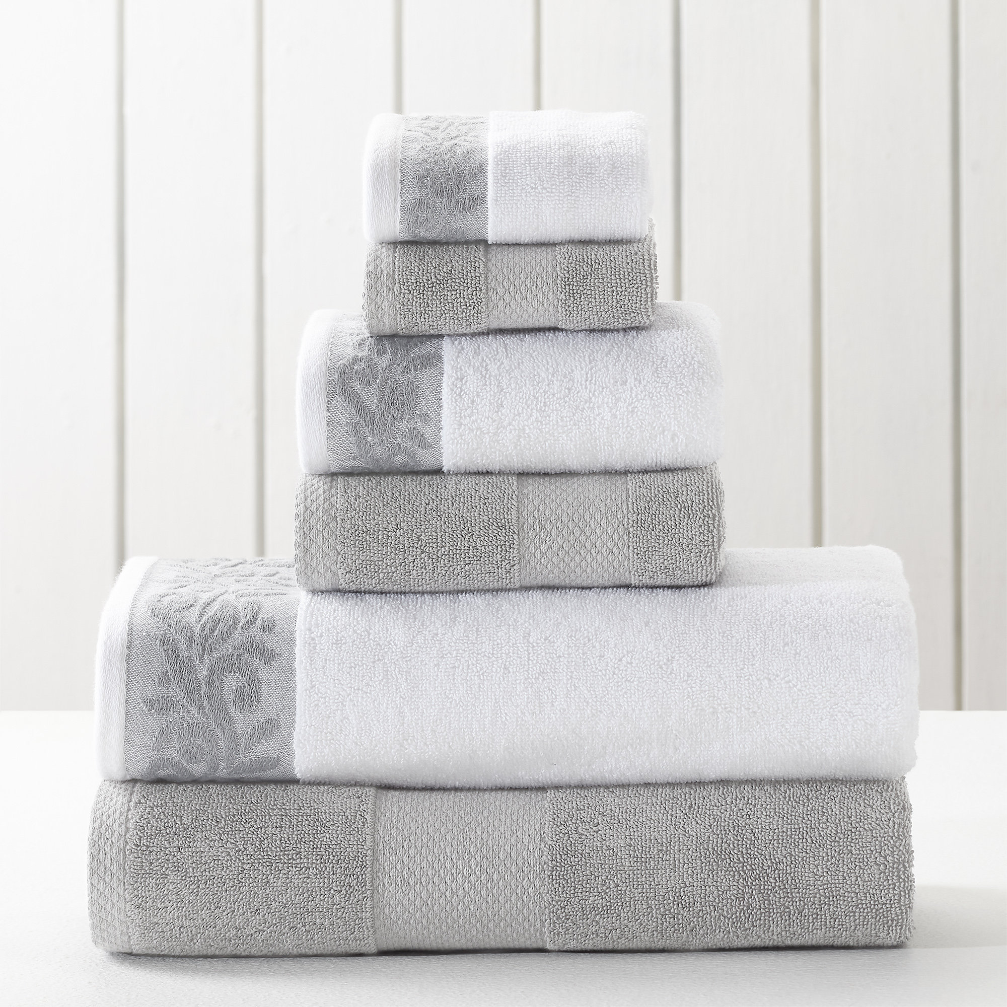 Modern Threads 600 GSM 6-Piece Towel Set with Filgree Jacquard Border & Reviews | Wayfair