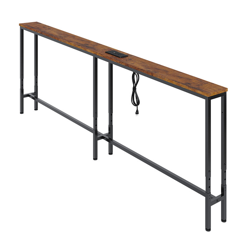 Console étroite 78,7 po avec station de charge, table de canapé à hauteur réglable avec prises de courant, table d'appoint Skinny Derrière pour le salon et le couloir