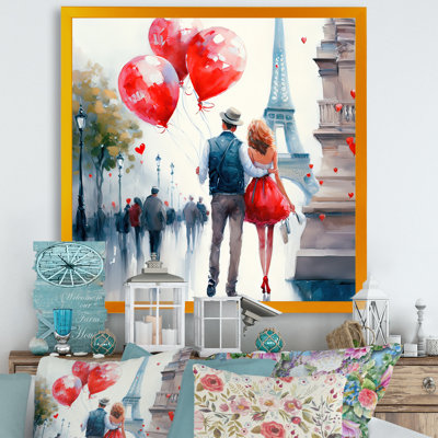 Couples in Love in Paris IV - Peinture sur toile