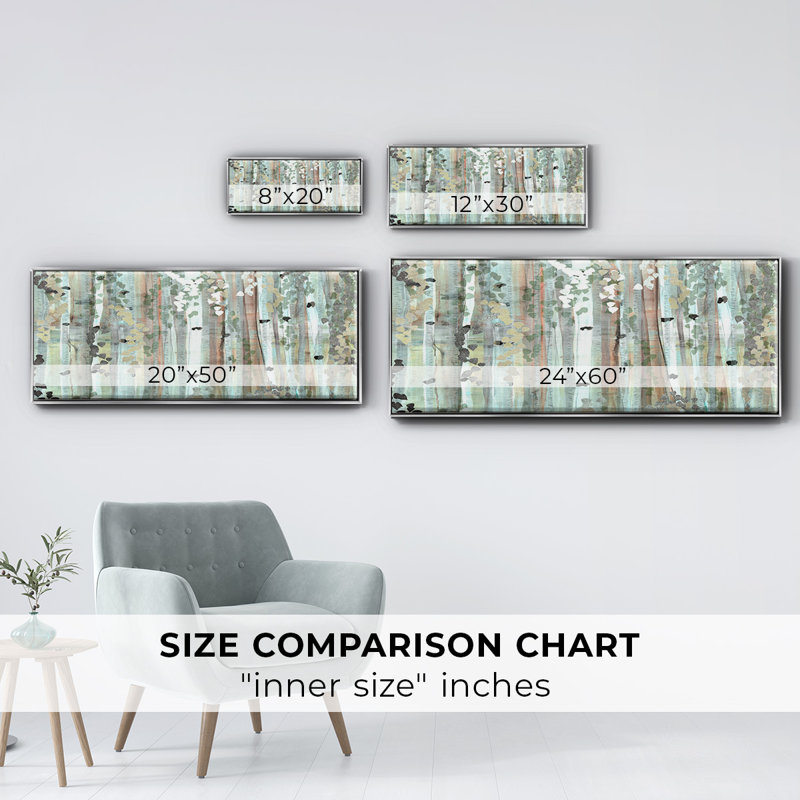 Spring Birch Meadow- Framed Canvas, 24" H x 60" W