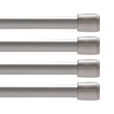  Spring Tension Rod, 18-28" or 28-48" Adjustable Length, 7/16" Diameter Steel Tube, 4-Pack