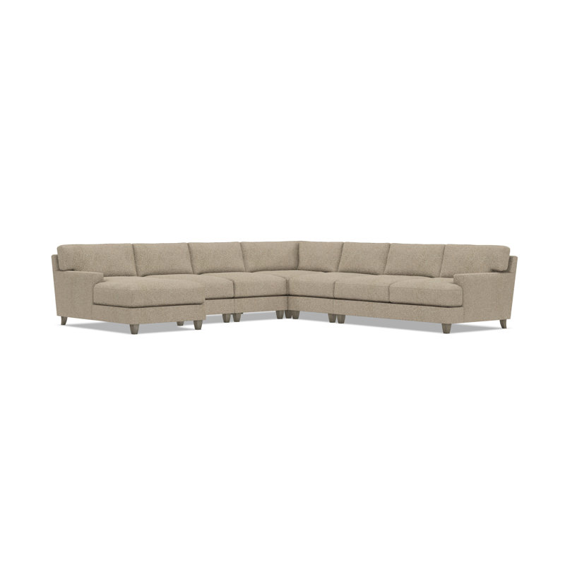 Mila Sectional, Light Brown Polyester, 33.5" H x 137" W x 137" D, Left Hand Facing