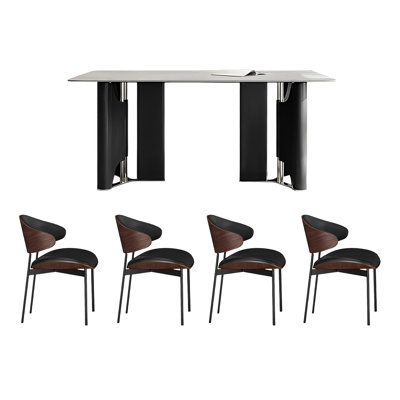 Ensemble de table rectangulaire moderne avec chaises