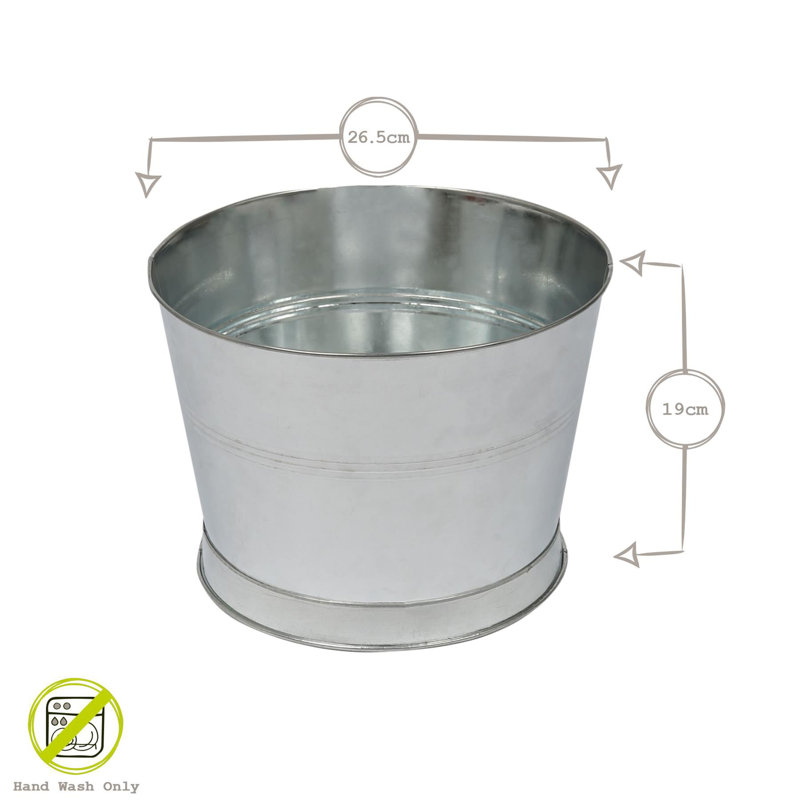 Rink Drink Handmade Galvanized Iron Ice Bucket, Silver