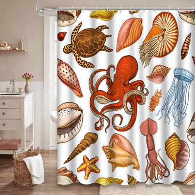 Blue Waterproof Shower Curtain,Shower Curtains for Bathroom with 12 Hooks