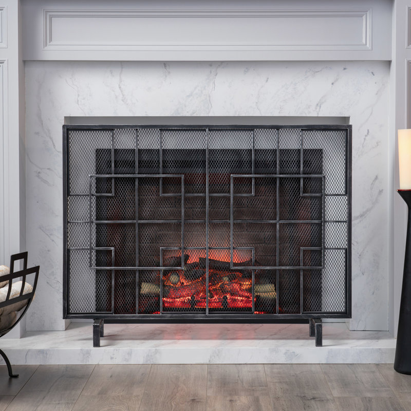 Geometric Iron Fireplace Screen - Add A Stylish Element To Your Pattern Protector