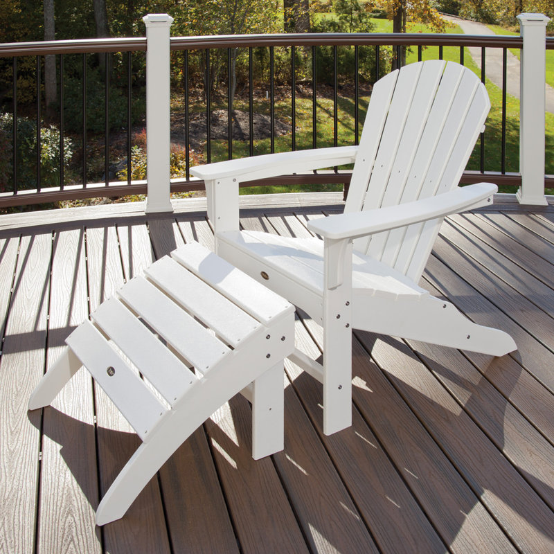 Chaise Adirondack pliante en plastique avec repose-pieds POLYWOOD Cape Cod Trex, Blanc classique