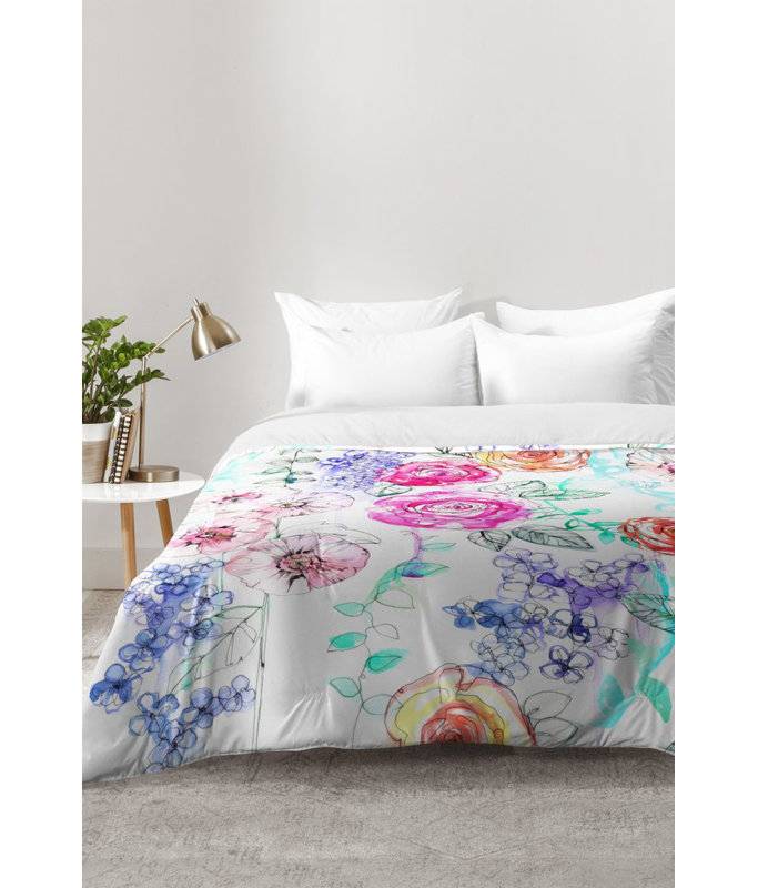 Holly Sharpe Modern & Contemporary Polyester Floral Comforter, Full/Queen Comforter + 2 Standard Shams