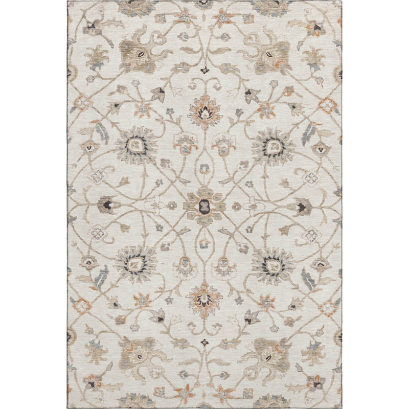 Premium Machine Washable Ducote AMF1137 Global Rug, Rectangle 3' x 5'