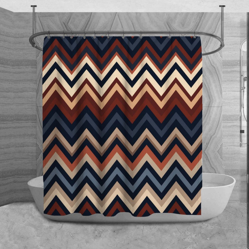 Chevron Shower Curtain Modern Bathroom Decor Brown, L 70 po x H 93 po
