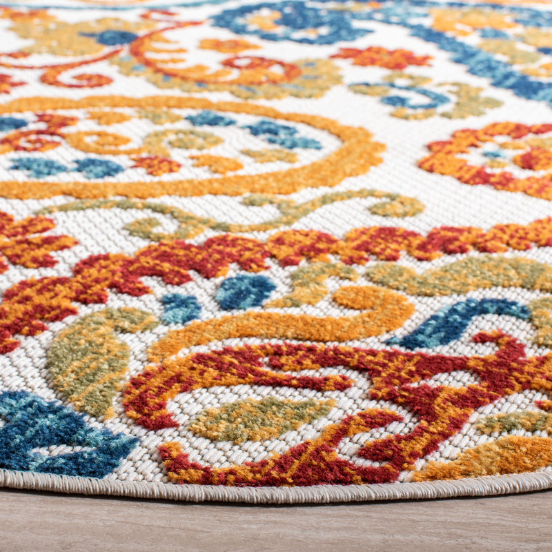 Schneck Performance Paisley Indoor/Outdoor Area Rug, Round 8'