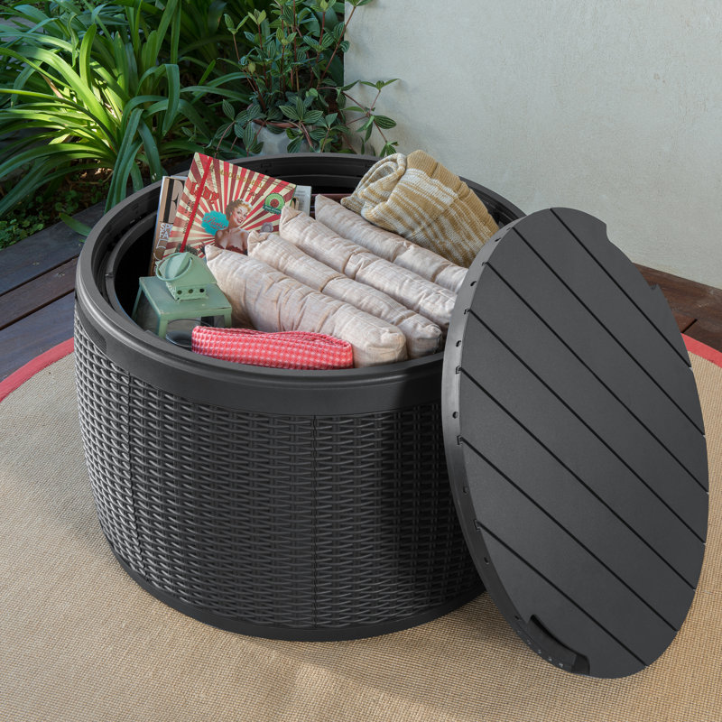 Keter Circa 37 Gallon Rattan Durable Resin Outdoor Storage and Organization Deck Box Ideal For Patio