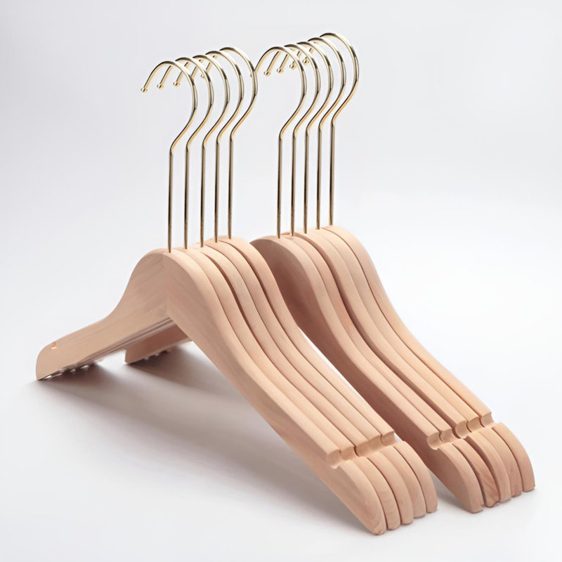 Cintres en bois brut pour la présentation de vêtements professionnels, 20