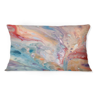 Coussin décoratif à imprimé abstrait bleu et rose