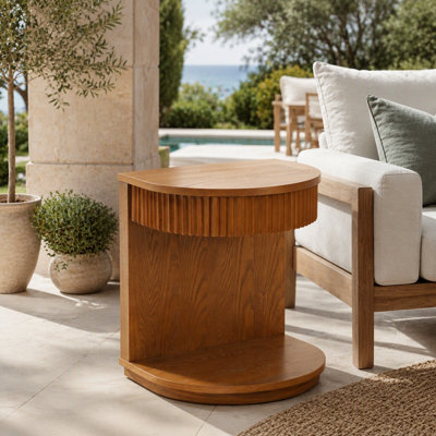 Table d'appoint courbée avec tiroir Mid-Century