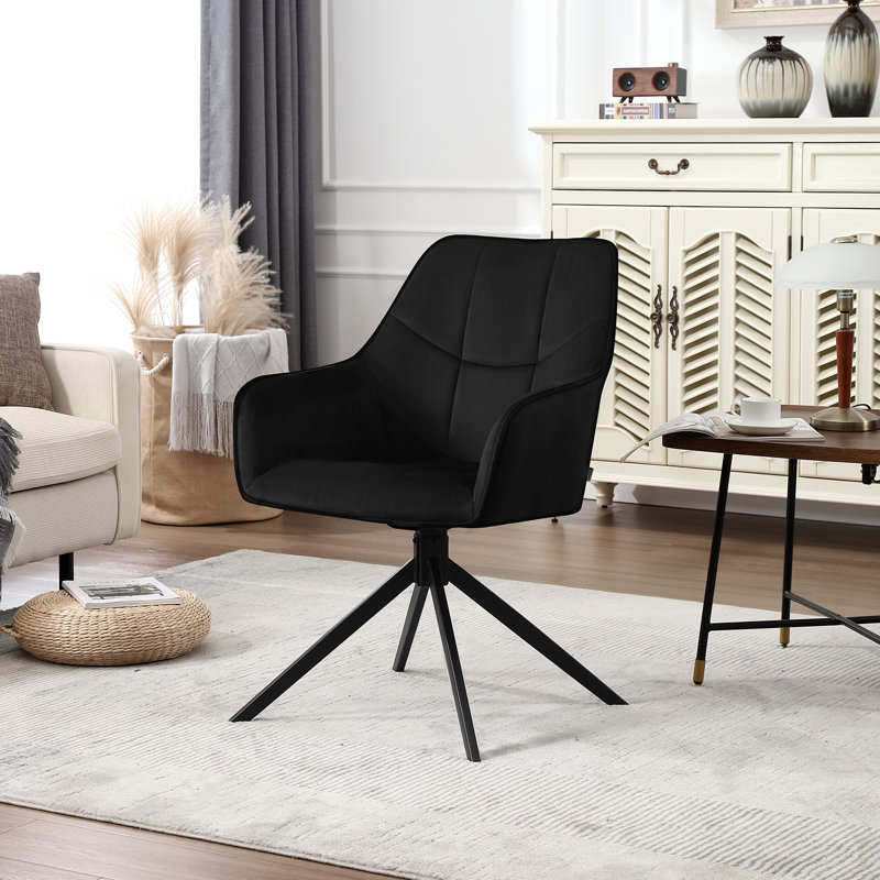 Zaytoune 47cm H Velvet Upholstered Metal Armchair, 2, Black