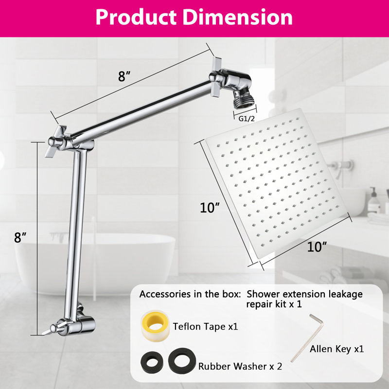 Rain Adjustable Shower Head 1.8 GPM GPM, Chrome